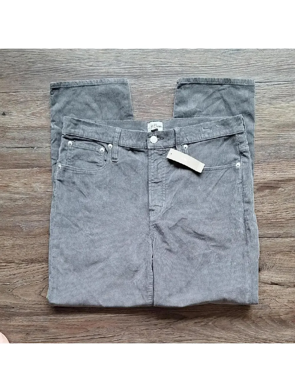 NWT J.Crew Gray Corduroy Vintage Slim Straight Pant Size 31